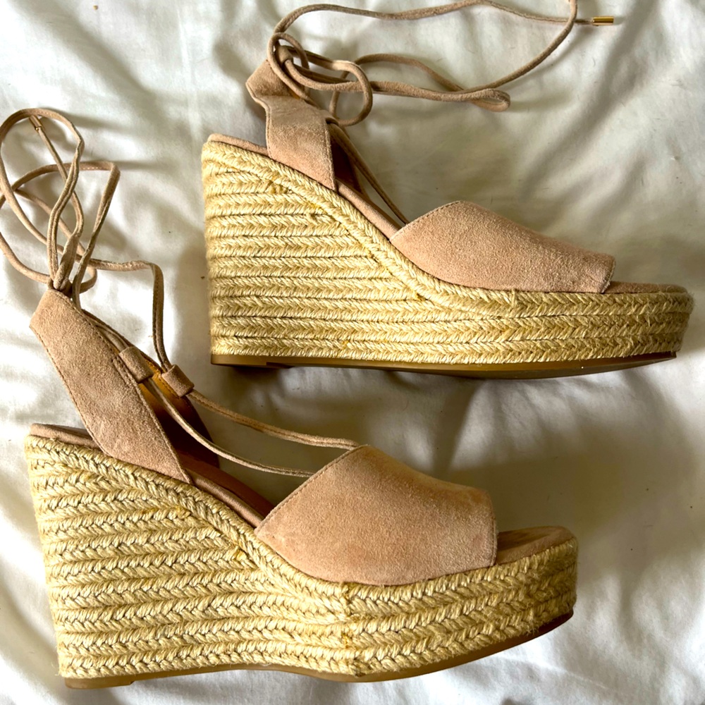 COACH - pink suede. Wedge heel. Strappy size 9. Adorable and comfortable.